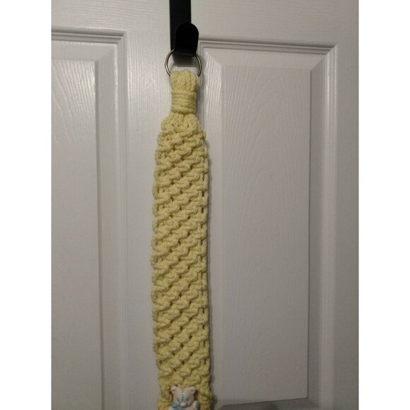 Vintage Macrame Nursery Hanging Plant Hanger With Ceramic Teddy Bear - Picture 4 of 6